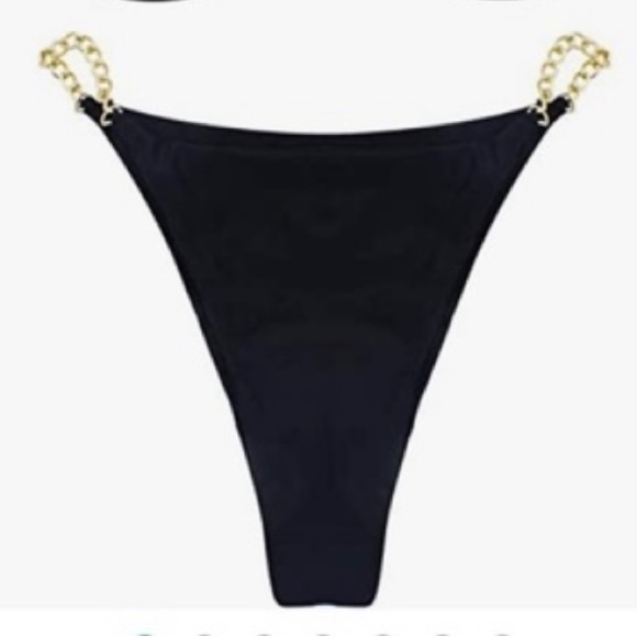 ASOS Metallic Gold Chain Detail Strap Bikini Bottoms Swimsuit High Waist bikini - Picture 2 of 9